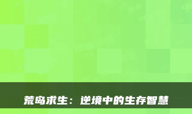 荒岛求生：逆境中的生存智慧