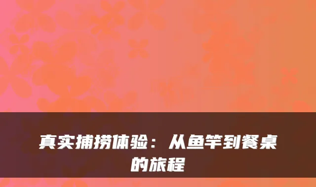 真实捕捞体验:从鱼竿到餐桌的旅程