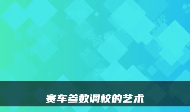 赛车参数调校的艺术