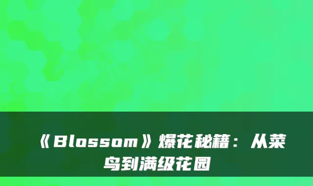 《Blossom》爆花秘籍：从菜鸟到满级花园