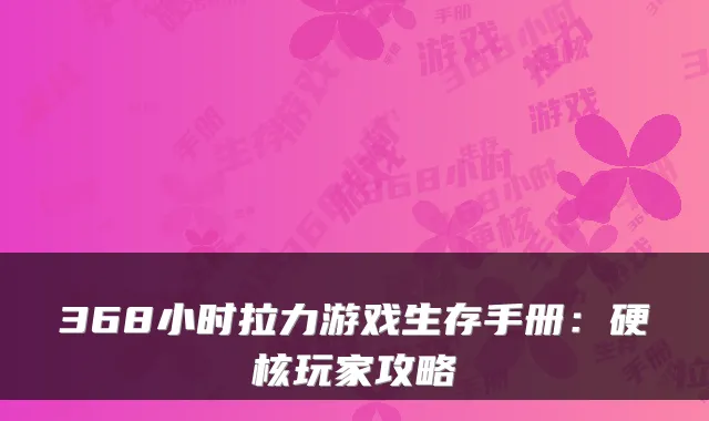 368小时拉力游戏生存手册：硬核玩家攻略