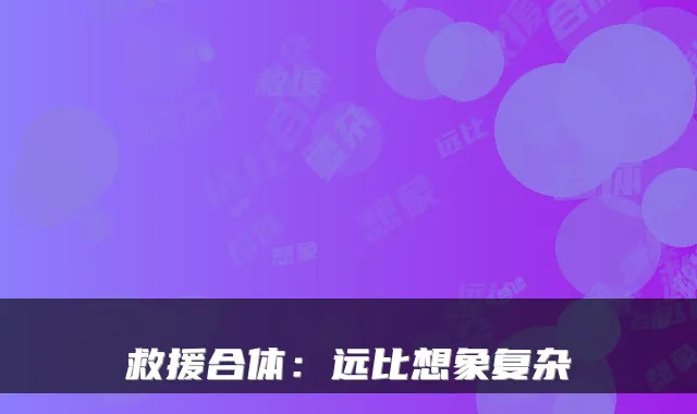 救援合体：远比想象复杂