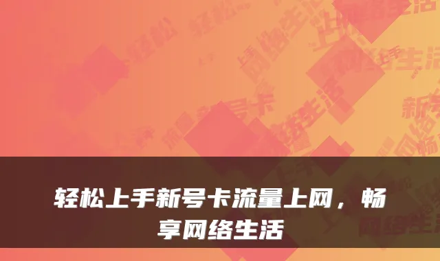 轻松上手新号卡流量上网，畅享网络生活