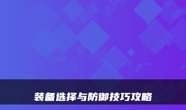 装备选择与防御技巧攻略