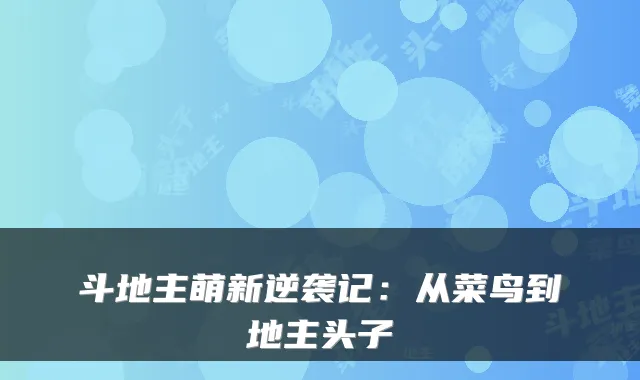 斗地主萌新逆袭记：从菜鸟到地主头子