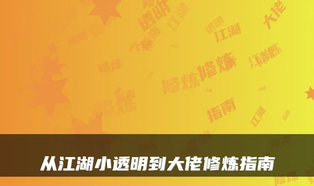 从江湖小透明到大佬修炼指南