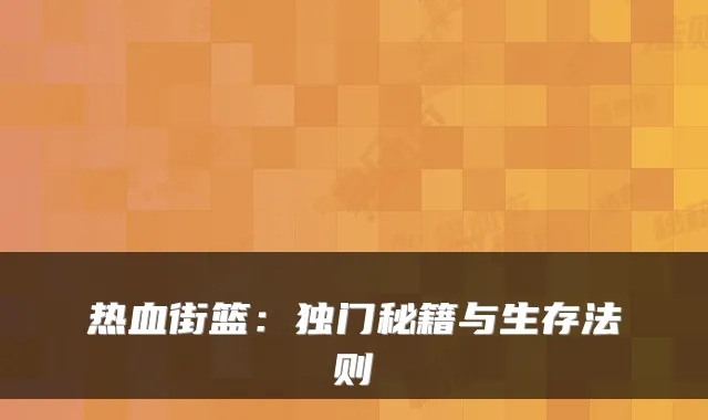 热血街篮:独门秘籍与生存法则