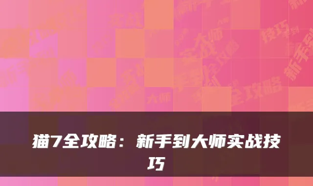 猫7全攻略：新手到大师实战技巧
