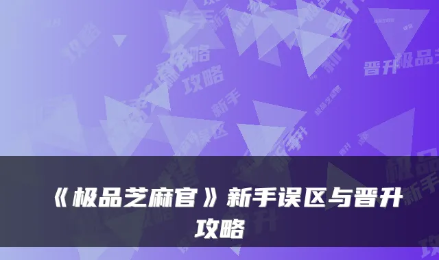 《芝麻官》新手误区与晋升攻略
