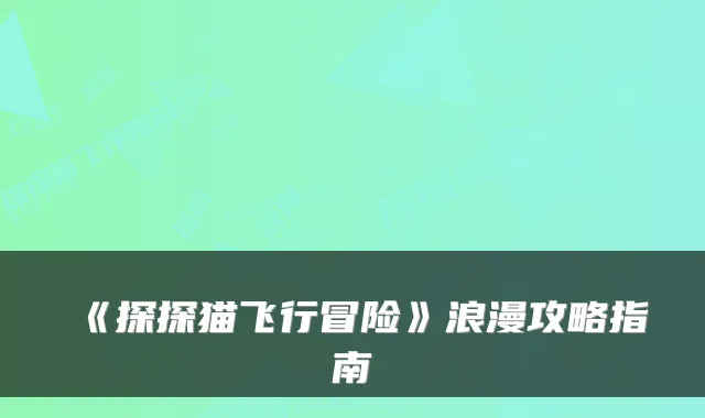 《探探猫飞行冒险》浪漫攻略指南