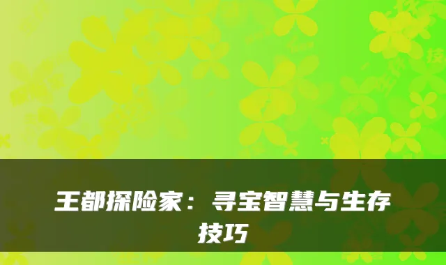 王都探险家：寻宝智慧与生存技巧