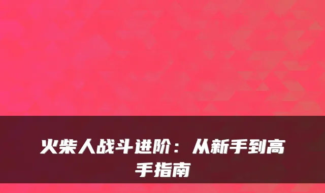 火柴人战斗进阶：从新手到高手指南