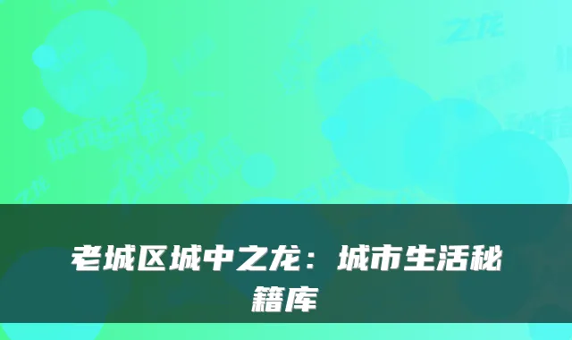 老城区城中之龙：城市生活秘籍库