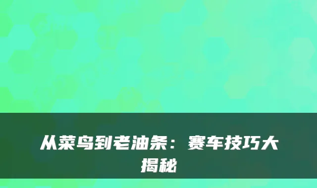 从菜鸟到老油条：赛车技巧大揭秘