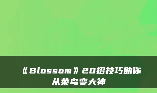 《Blossom》20招技巧助你从菜鸟变大神