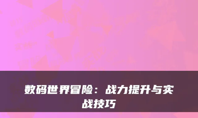 数码世界冒险：战力提升与实战技巧