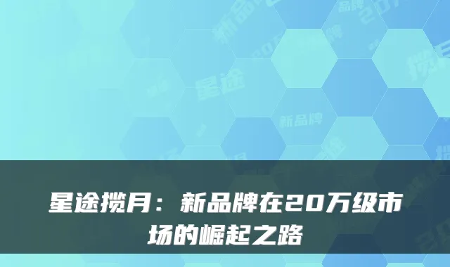 星途揽月：新品牌在20万级市场的崛起之路