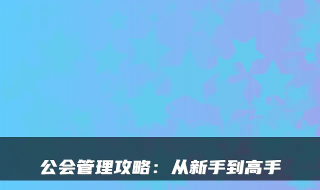 公会管理攻略:从新手到高手
