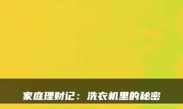 家庭理财记:洗衣机里的秘密