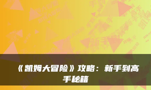 《凯姆大冒险》攻略：新手到高手秘籍