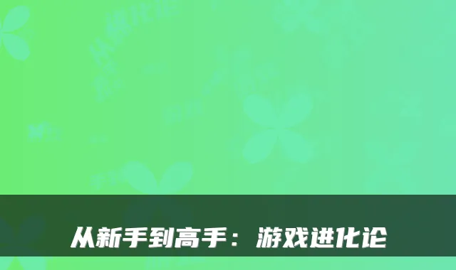 从新手到高手：游戏进化论