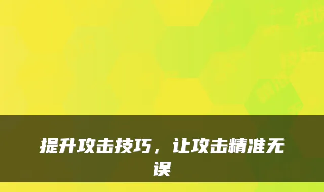 提升攻击技巧，让攻击精准无误