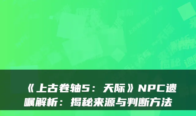 《上古卷轴5：天际》NPC遗嘱解析：揭秘来源与判断方法