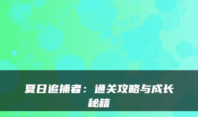 夏日追捕者：通关攻略与成长秘籍