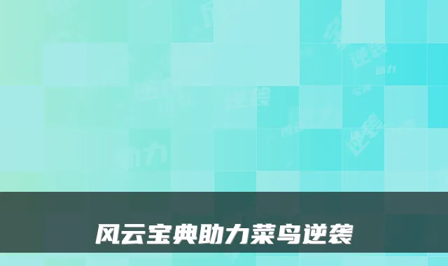 风云宝典助力菜鸟逆袭