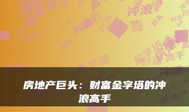 房地产巨头：财富金字塔的冲浪高手