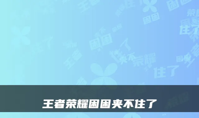 王者荣耀困困夹不住了