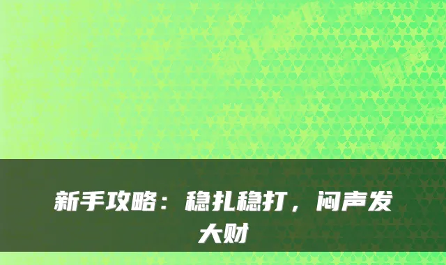 新手攻略：稳扎稳打，闷声发大财