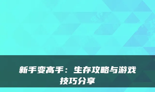 新手变高手：生存攻略与游戏技巧分享
