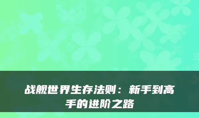 战舰世界生存法则：新手到高手的进阶之路