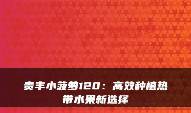 贵丰小菠萝120：高效种植热带水果新选择