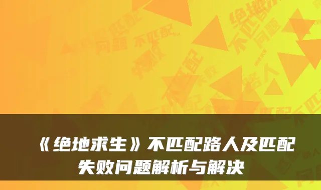 《绝地求生》不匹配路人及匹配失败问题解析与解决