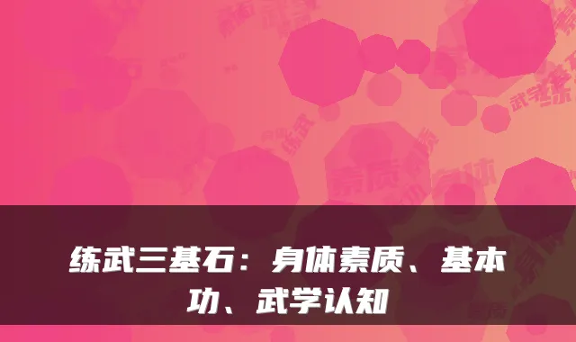 练武三基石：身体素质、基本功、武学认知