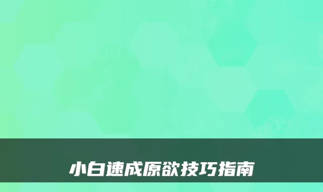 小白速成原欲技巧指南