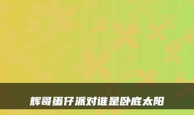 辉哥蛋仔派对谁是卧底太阳