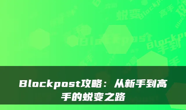 Blockpost攻略：从新手到高手的蜕变之路