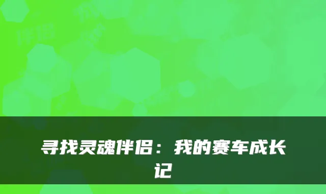 寻找灵魂伴侣：我的赛车成长记