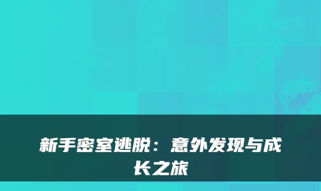 新手密室逃脱：意外发现与成长之旅