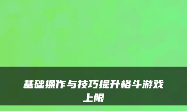 基础操作与技巧提升格斗游戏上限