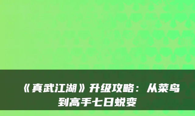 《真武江湖》升级攻略：从菜鸟到高手七日蜕变