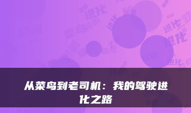 从菜鸟到老司机：我的驾驶进化之路