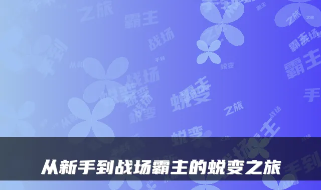 从新手到战场霸主的蜕变之旅