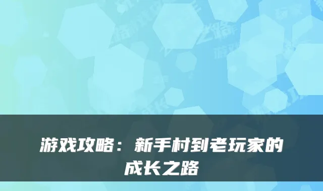 游戏攻略:新手村到老玩家的成长之路