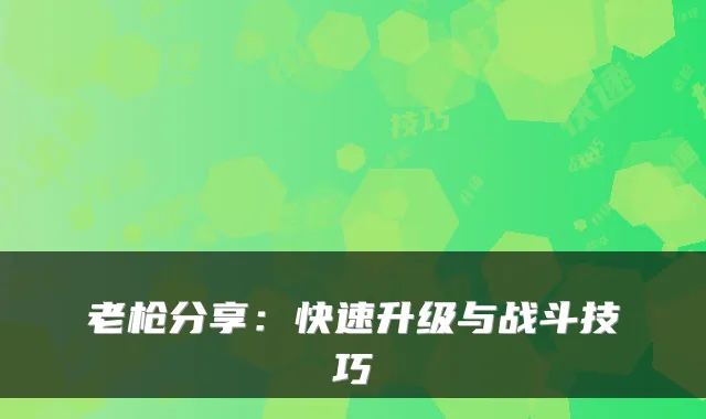 老枪分享：快速升级与战斗技巧