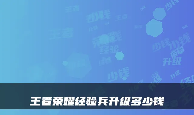 王者荣耀经验兵升级多少钱