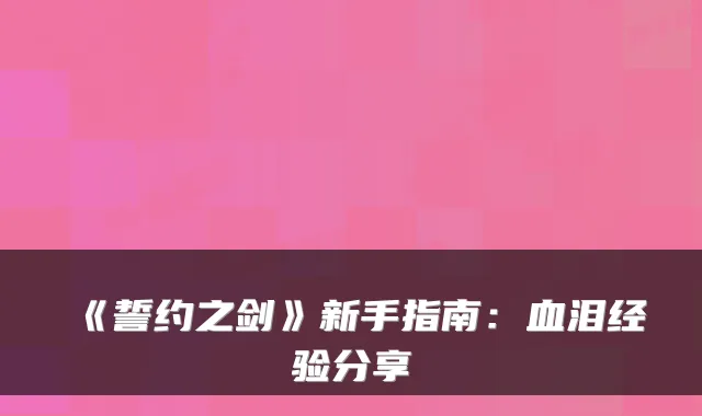 《誓约之剑》新手指南：血泪经验分享